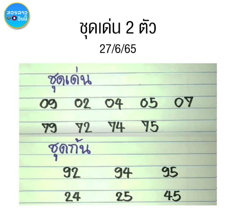 หวยลาว หวยลาวfacebook 27/6/65