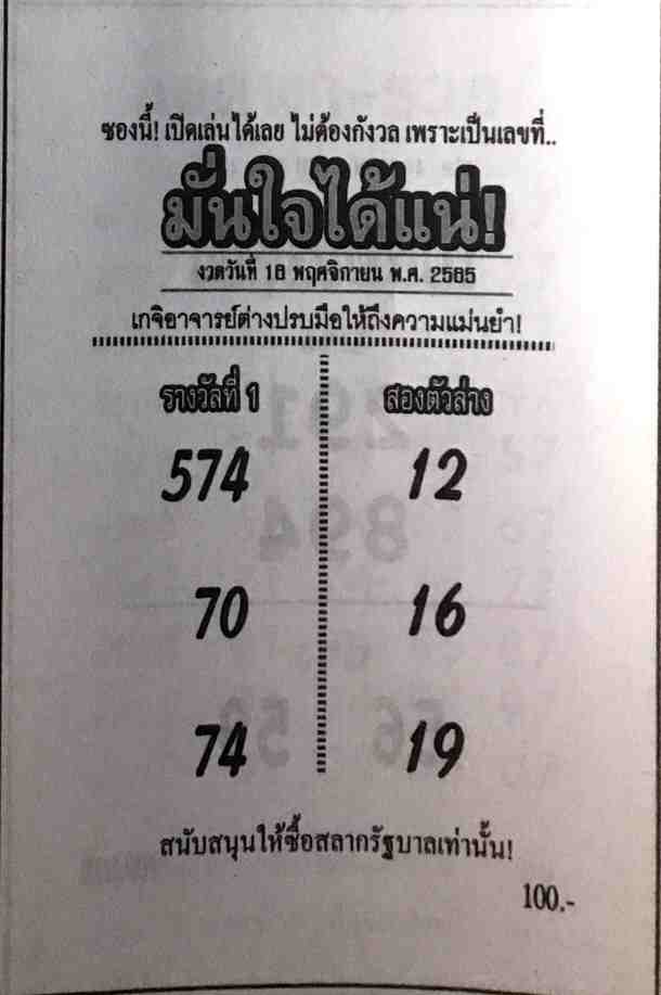 หวยเด็ด หวยมั่นใจได้แน่16-11-65