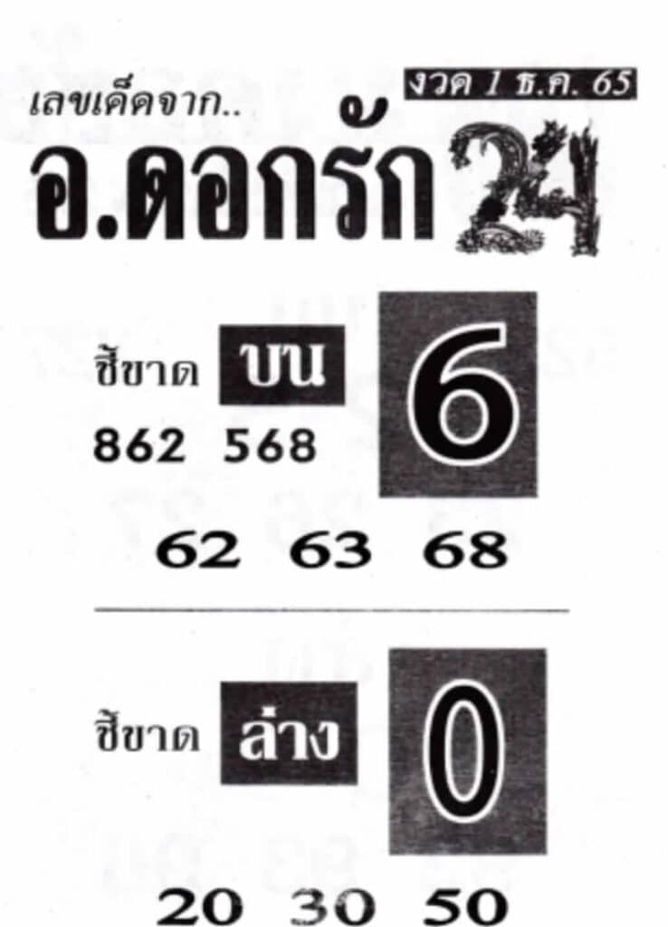 หวยเด็ด หวยอาจารย์ดอกรัก1-12-65