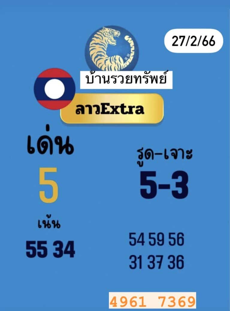 หวยลาว2ตัว 27-2-66