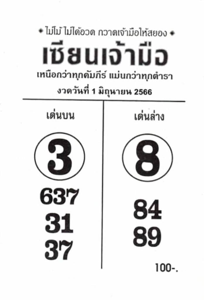 หวยเซียนเจ้ามือ 1-6-66