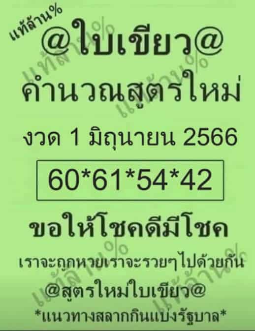 หวยใบเขียว 1-6-66