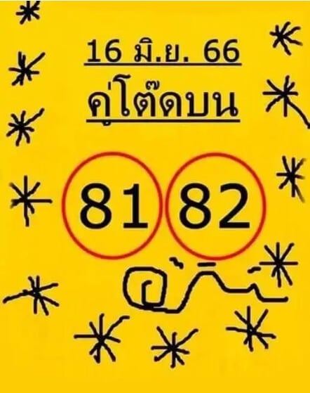 หวยคู่โต๊ดบน 16-6-66