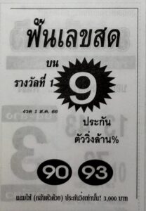 หวยฟันเลขสดงวดนี้ 31-7-66