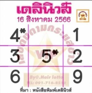 หวยเดลินิวส์งวดนี้ 16-8-66