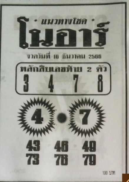 หวยโนอาร์ 16-12-66